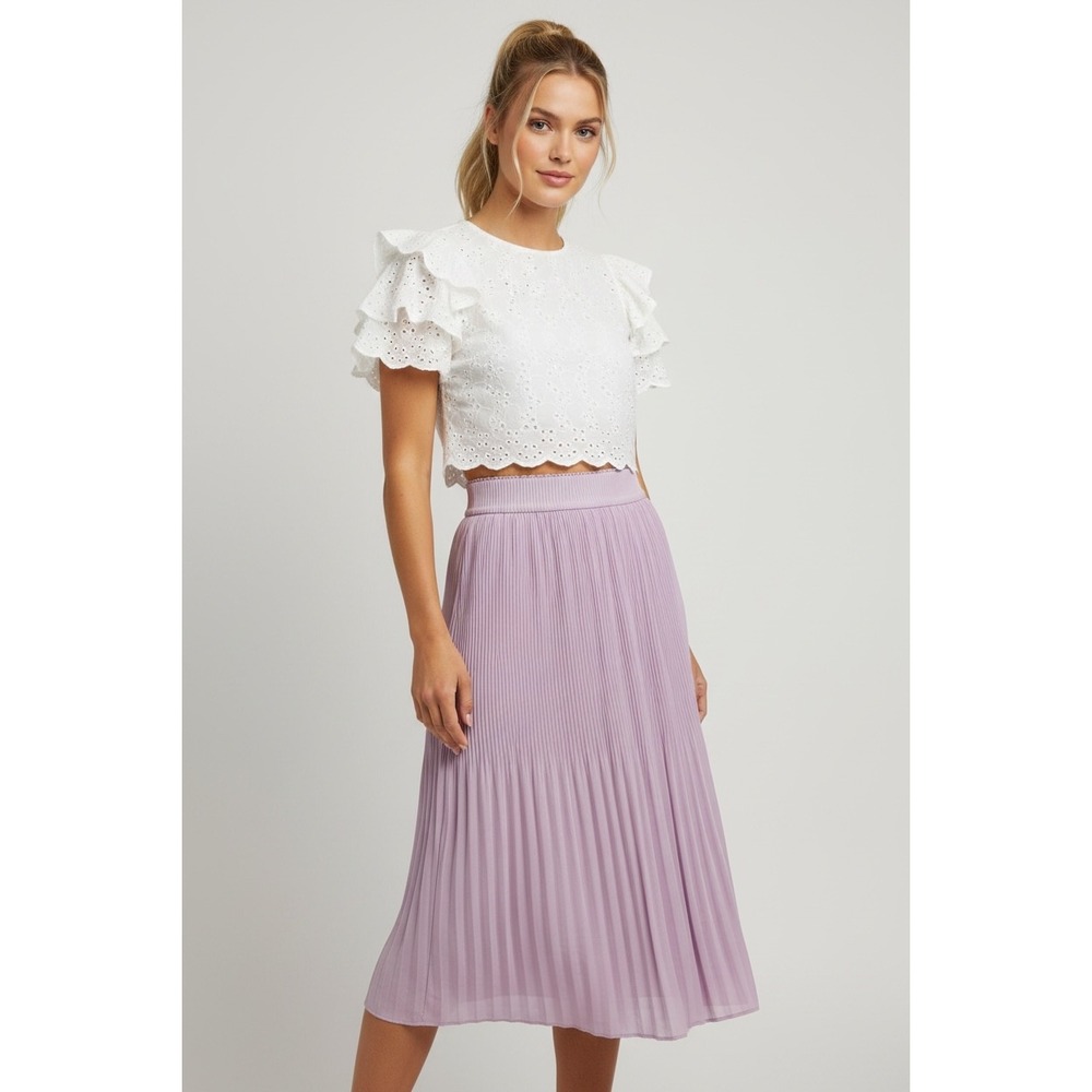 Naked Zebra Lavender Pleated Midi Skirt Size Small Purple Accordion Skirts